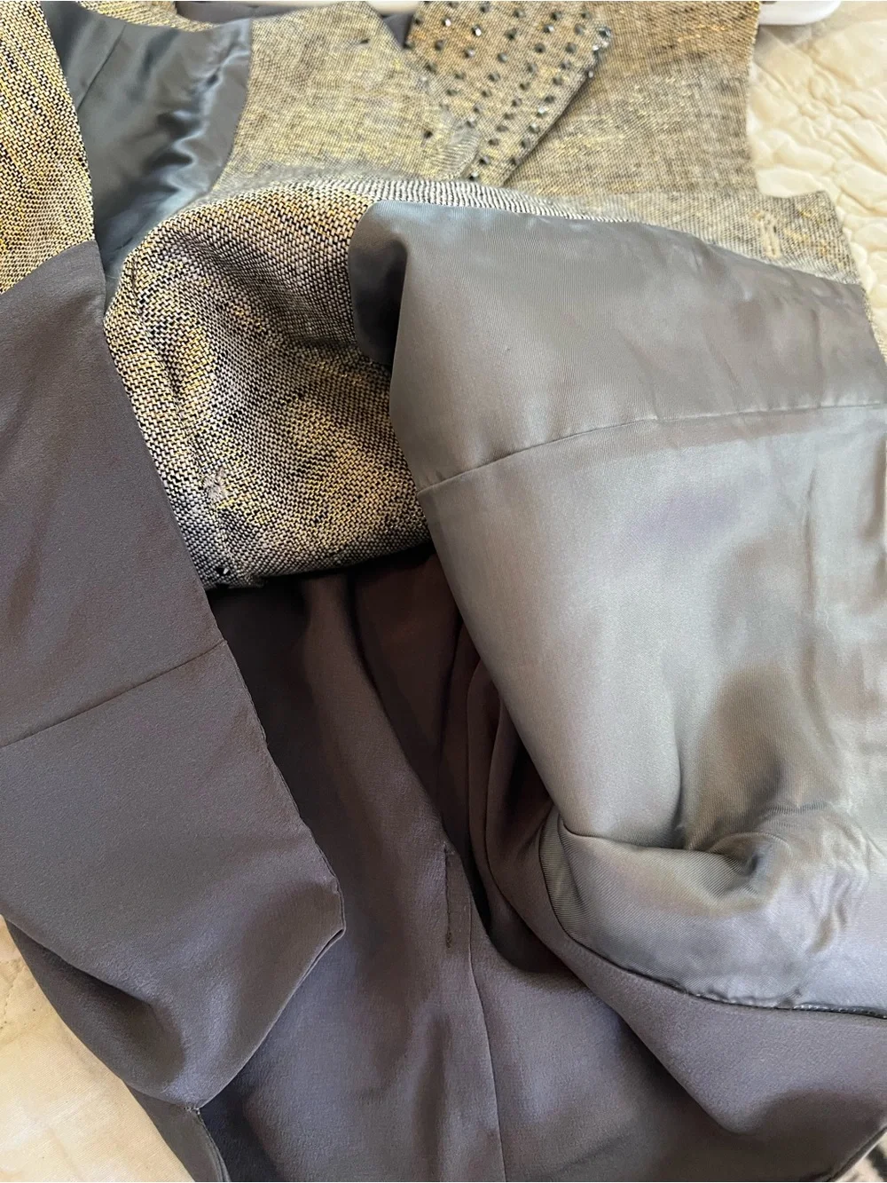 Ali Rahimi for Mon Atelier Bespoke Y2K Gold-Gray Studded Men's Vest